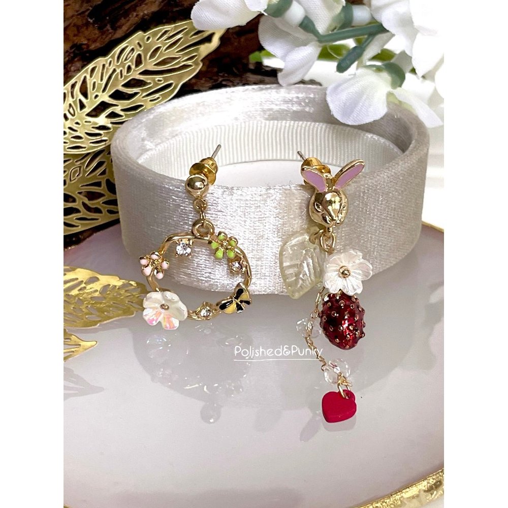 Rabbit dangle Earrings ~ Bunny in the Garden Earrings ~ Cute Earrings ~ in Box